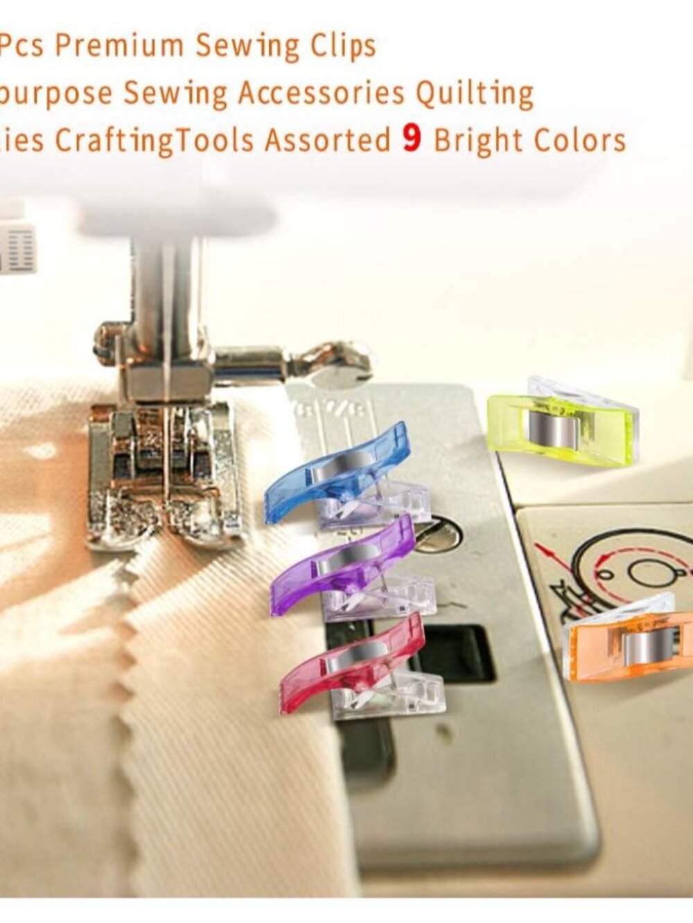 Sewing Clips with Tin Box, 100 Pcs Assorted Color Craft Clips for Fabric and Qui - Picture 6 of 6